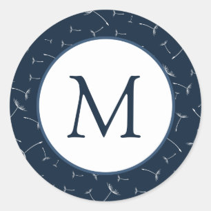 6 - 3" Favour Stickers Navy Blue Dandelion Flower