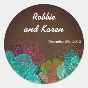 6 - 3" Favour Stickers Neon Spring Floral Flower