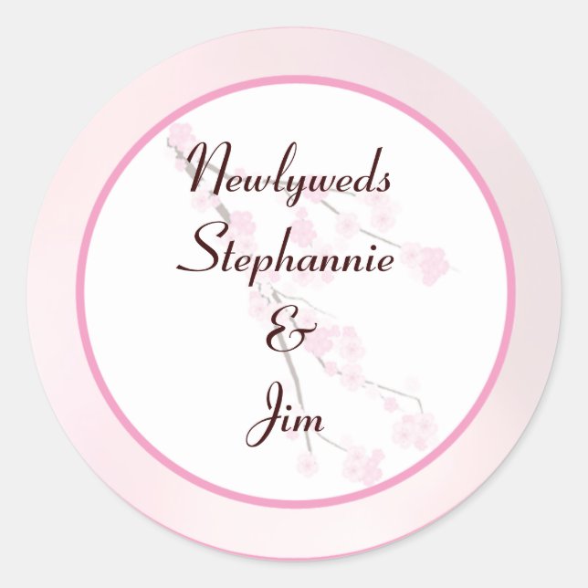 6 - 3" Favour Stickers Pink Cherry Blossom (Front)