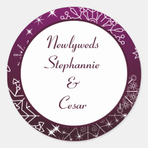 6 - 3" Favour Stickers Purple Stars and Snowflakes