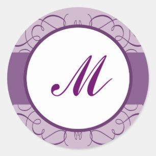 6 - 3" Favour Stickers Royal Purple Crown/Swirls l