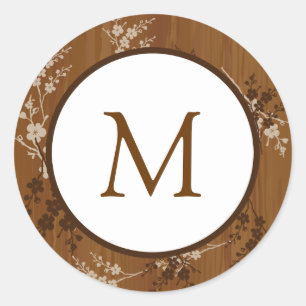 6 - 3" Favour Stickers Wooden Plank Floral Wedding
