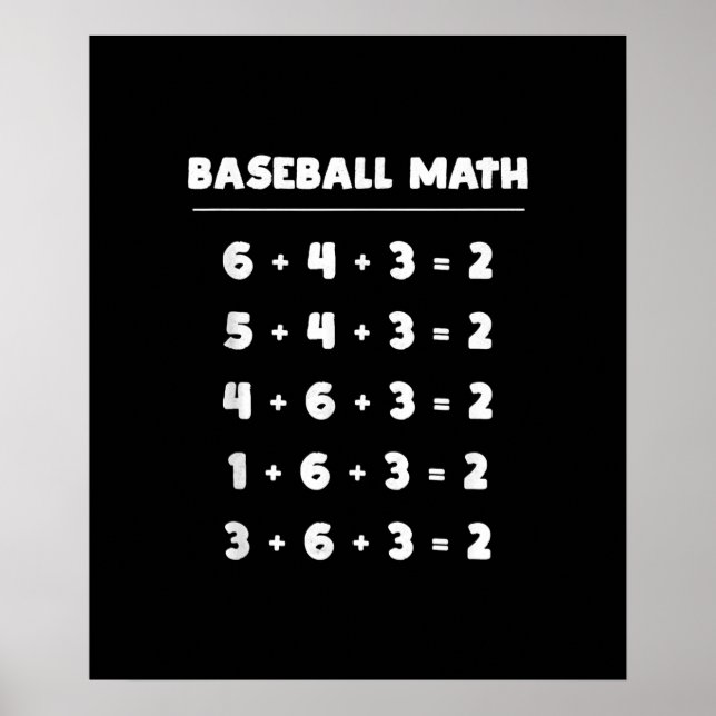 6 4 3 2 Baseball Math - Cute Playing Softball Game Poster (Front)