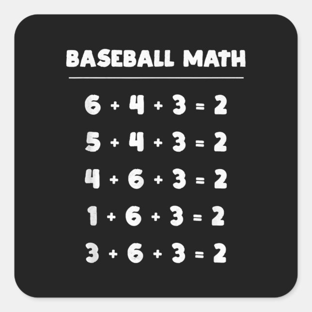 6 4 3 2 Baseball Math - Cute Playing Softball Game Square Sticker (Front)