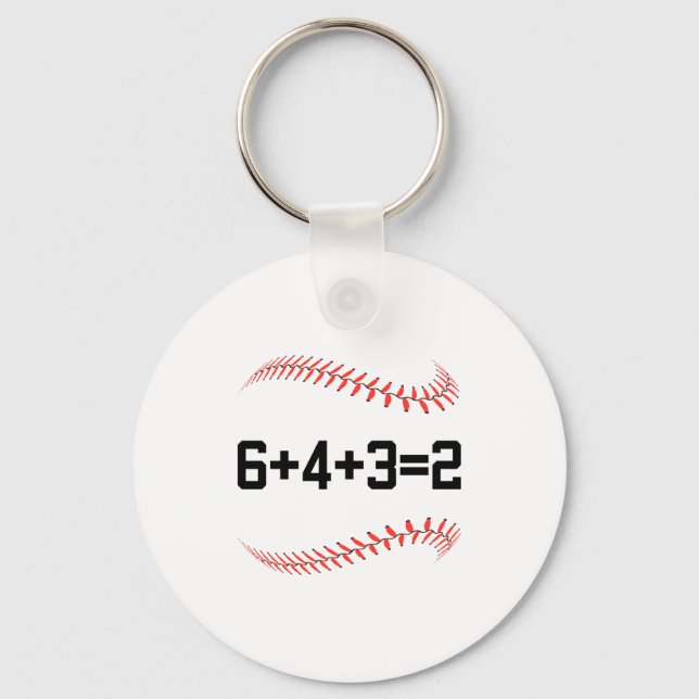 6 4 3 2 Double Play Baseball Player Baseball Sayin Key Ring (Front)