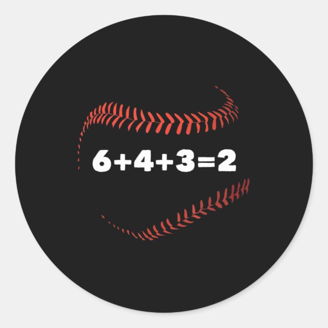 6+4+3=2 Double Play Baseball Player Classic Round Sticker (Front)