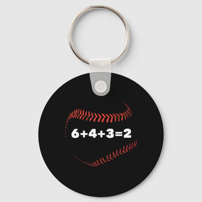 6+4+3=2 Double Play Baseball Player Gift Baseball  Key Ring (Front)