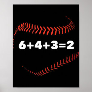 6+4+3=2 Double Play Baseball Player Gift Baseball Poster