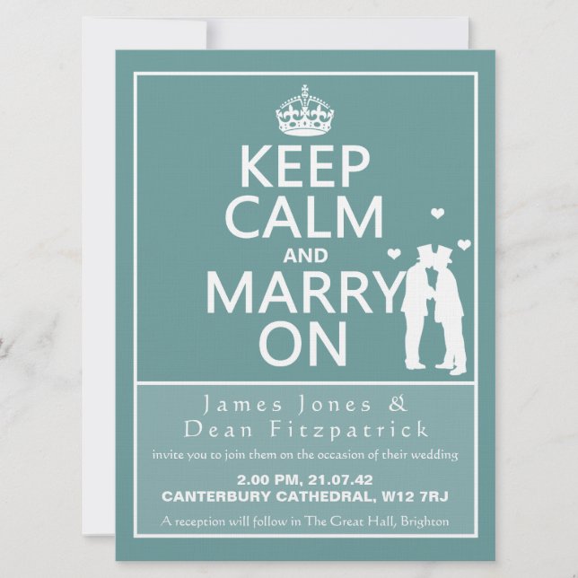6.5" Keep Calm and Marry On Wedding Invitation (Front)