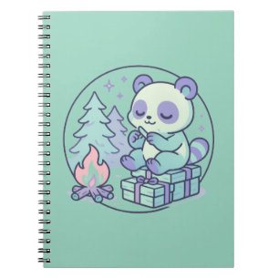 6.5" x 8.75" Cute Pastel Panda by the Campfire wit Notebook