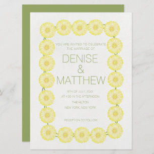 6.5" x 8.75" Yellow Daisy Chain Wedding invite