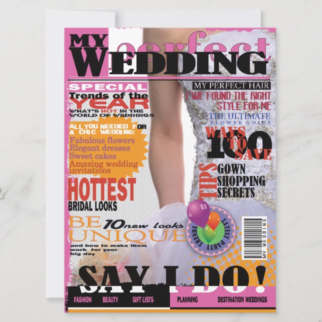 *6.5x8.75" Wedding Magazine Cover Page  Invitation (Front)