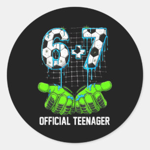 6+7 = 13 Year Old Boys Girls Teenager 13th Birthda Classic Round Sticker