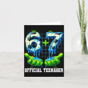 6+7 13 year old teenager drip soccer 13th birthday card