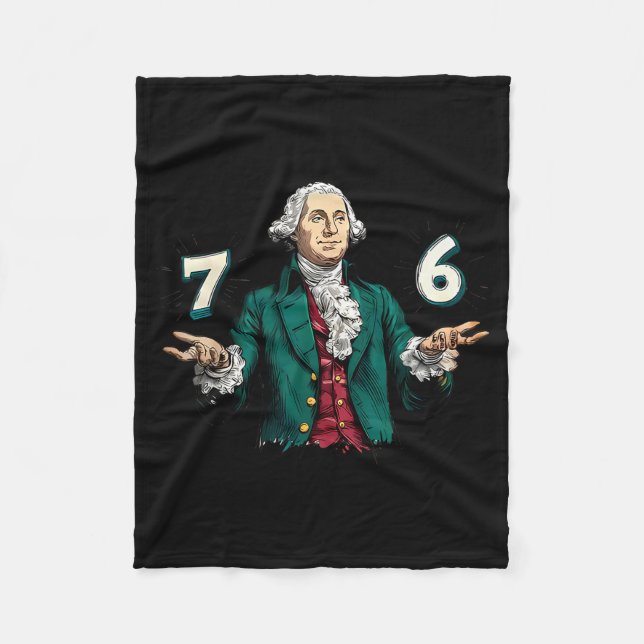 6-7 7-6 Six Seven Funny George Washington Historic Fleece Blanket (Front)