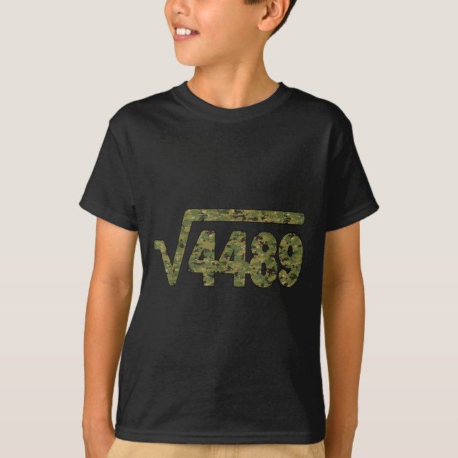 6 7 Army Pattern Meme Square Root 4489 Slang Math  T-Shirt (Front)