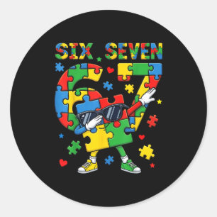 6 7 autism awareness 67 dabbing six seven autism classic round sticker