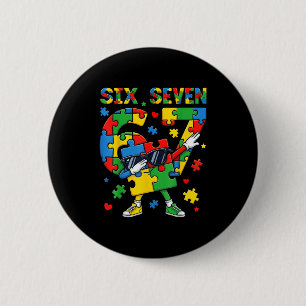 6 7 autism awareness 67 dabbing six seven autism cm round badge