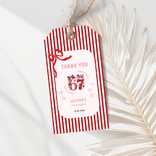 6 7 Birthday for Girls, Pink Kids 7th Birthday Gift Tags