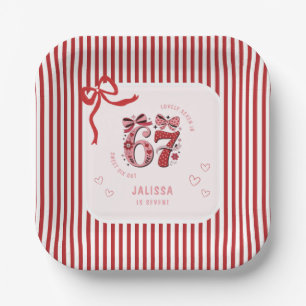 6 7 Birthday for Girls, Pink Kids 7th Birthday Paper Plate