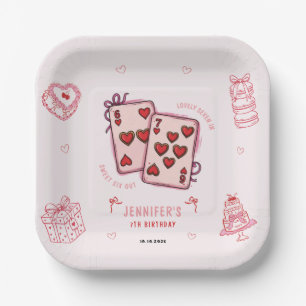 6 7 Birthday for Girls, Pink Six Seven Kids Party Paper Plate