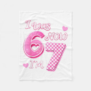 6 7 Birthday Girl 7 Years Old was 6 7 67 Meme Kids Fleece Blanket