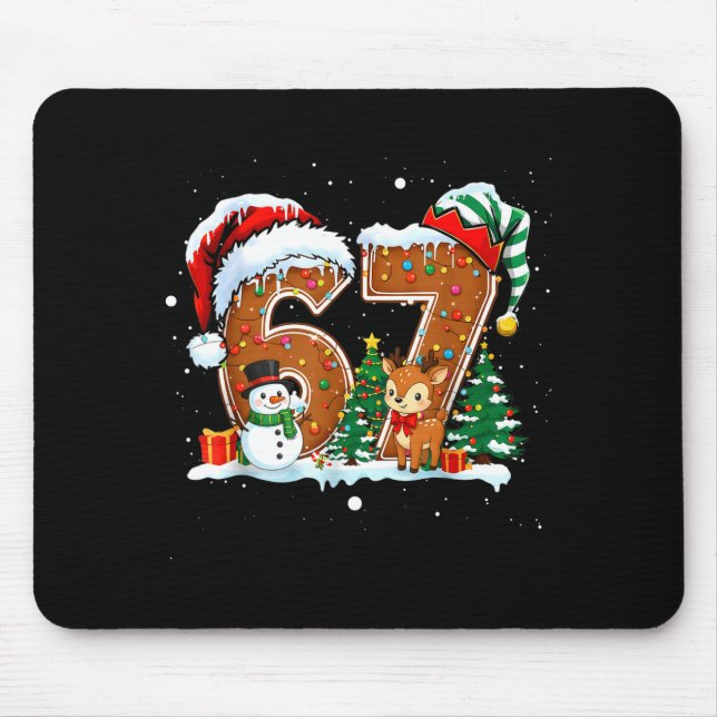 6-7 Christmas Gingerbread Funny Snowman Reindeer 6 Mouse Pad (Front)