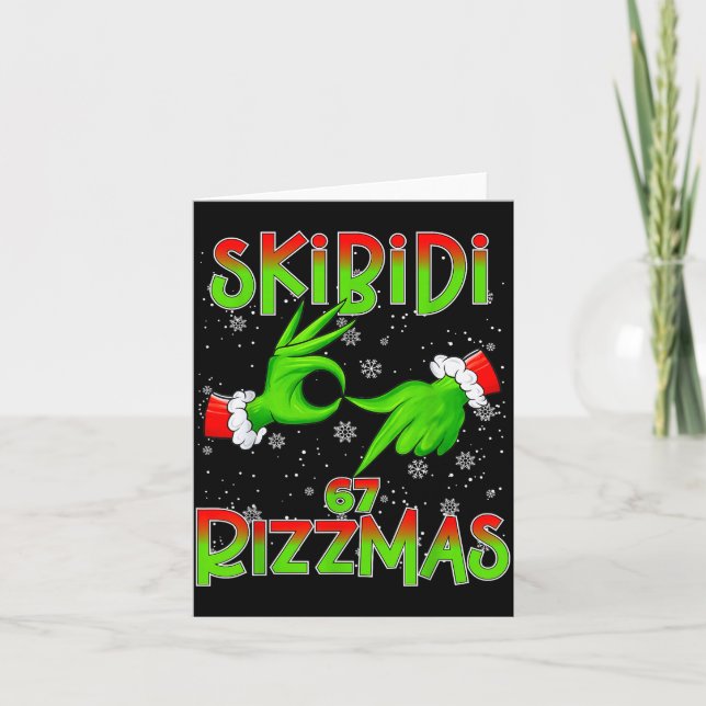 6 7 Christmas Skibidi Rizzmas 67 Meme Gen Alpha Sl Card (Front)