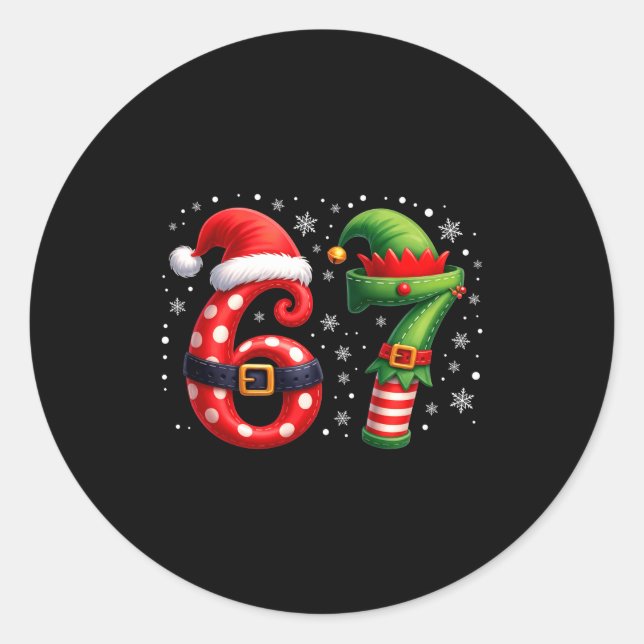6-7 Christmas Squad Funny 67 Six Seven Meme Xmas 6 Classic Round Sticker (Front)