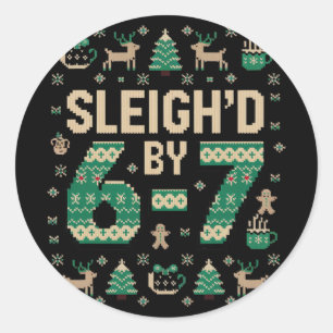 6-7 Christmas Ugly Sweater Six Seven Xmas 67 Meme  Classic Round Sticker
