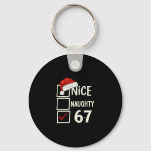 6-7 Costume Meme Nice Naughty 67 Christmas Brain R Key Ring