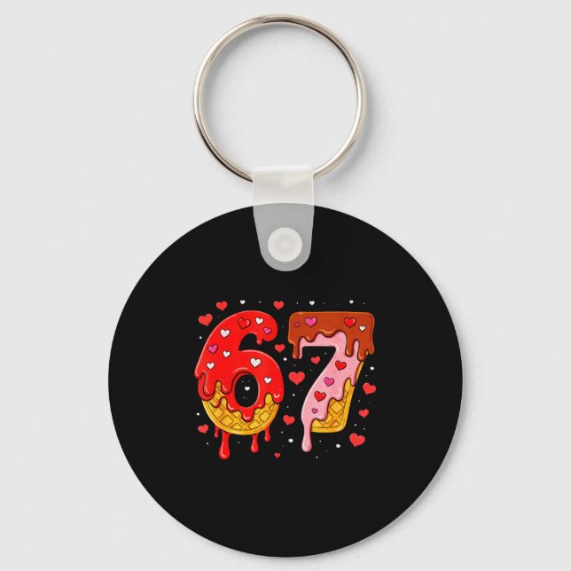 6 7 Cream Drip Six Seven Meme Valentine's Day Men  Key Ring (Front)
