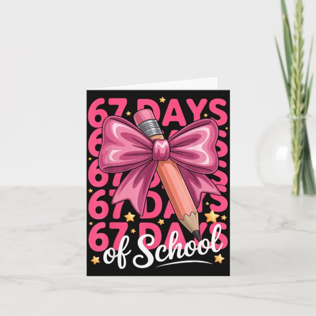 6 7 Days Of School Girls Coquette Bow Cute Funny S Card (Front)