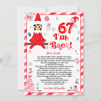 6 7 elf arrival letter girl - funny elf letter 67 holiday card
