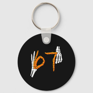 6 7 Funny Halloween 67 Costume Skeleton Hands Key Ring