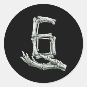 6 7 Halloween Skeleton Funny 67 Meme Gen Alpha Six Classic Round Sticker