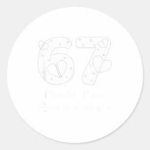 6 7 Made For Each Other, Red 67 Christmas Couple V Classic Round Sticker
