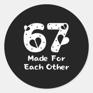 6 7 Made For Each Other, Red 67 Christmas Couple V Classic Round Sticker