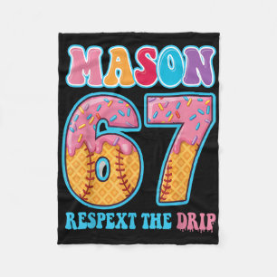 6 7 Mason Baseball Drip Number 67 Player Or 67th B Fleece Blanket