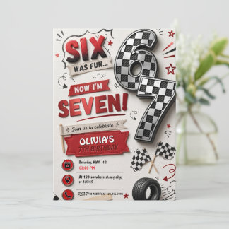 6 7 Meme 7th Birthday Racing seven Birthday Invitation