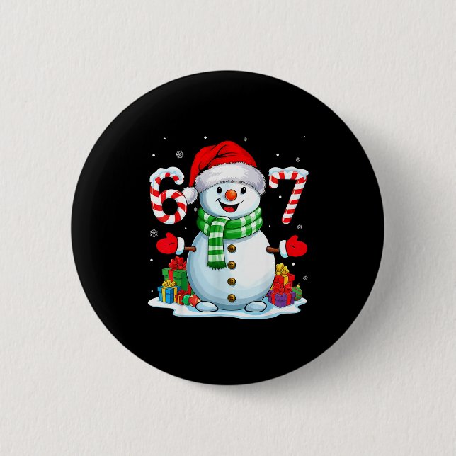 6 7 Meme Christmas Funny Snowman Six Seven 67 Men  6 Cm Round Badge (Front)