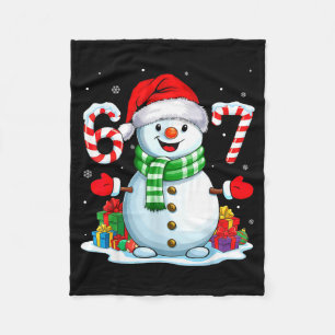 6 7 Meme Christmas Funny Snowman Six Seven 67 Men  Fleece Blanket
