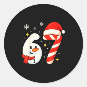6 7 Meme Christmas Shirt 67 Six Seven Snowman Boy Classic Round Sticker