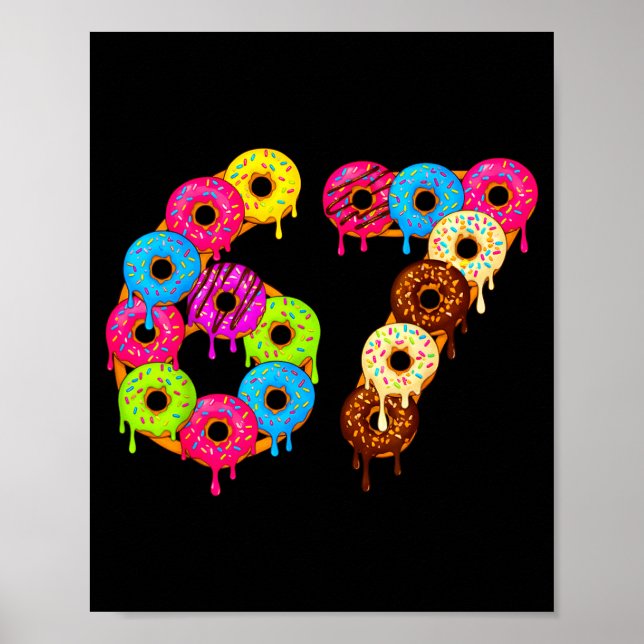 6 7 Meme Matching Love Donuts 67 Pajamas Kids Six  Poster (Front)