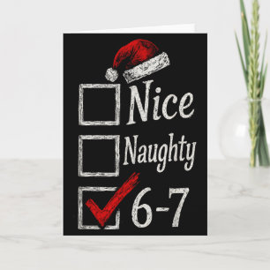 6-7 Meme Nice Naughty 67 Christmas Brain Rot Funny Card