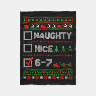 6-7 Meme Nice Naughty 67 Christmas Brain Rot Funny Fleece Blanket