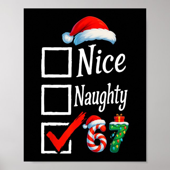 6 7 Meme Nice Naughty 67 Christmas Brain Rot Funny Poster (Front)