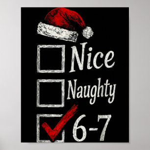 6-7 Meme Nice Naughty 67 Christmas Brain Rot Funny Poster