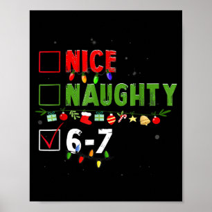 6-7 Meme Nice Naughty 67 Christmas Brain Rot Funny Poster