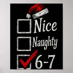 6-7 Meme Nice Naughty 67 Christmas Brain Rot Funny Poster
